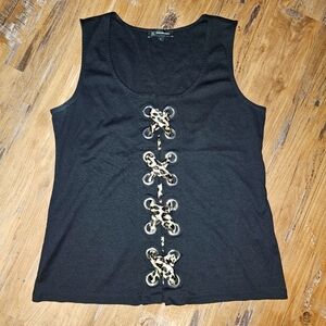 International Concept Sleeveless Black Top sz Med